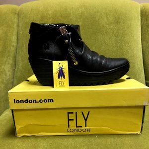 FLY London Platform Wedge Leather Booties (Yoxi)